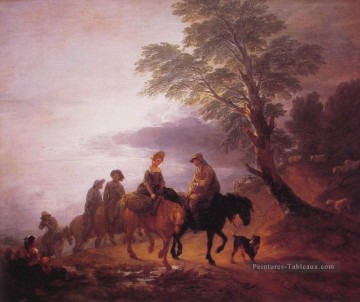 Open Paysage avec des paysans montés Thomas Gainsborough Peinture à l'huile